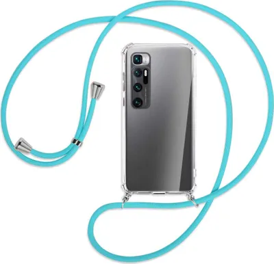 Produktbild von Handykette Backcover-Schutzhülle mit Band (Metall silberfarben) für Xiaomi Mi 10 Ultra - türkis