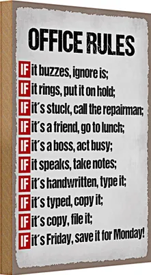 Produktbild von Holzschild Spruch 20x30cm Office rules it buzzes ignore is