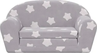 Produktbild von Eleganter Möbel Kinder-Schlafsofa 2-Sitzer Hellgrau mit Sternen Weicher Plüsch - CJG543771 - Kindersofas