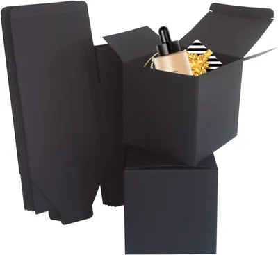 Productafbeelding van Zwarte geschenkdozen van kraftpapier, 100x100x100 mm, 25 stuks, geschikt voor feestelijke gelegenheden