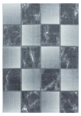Image de Tapis Kurzflor, gris, pour salon, dimensions 140x200 cm, forme rectangulaire, motif à carreaux