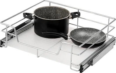 Immagine prodotto di cassetto telescopico bremermann 60 cm con ripiano, cassetto da cucina per il montaggio a posteriori, cassetto in metallo per armadi, cromo