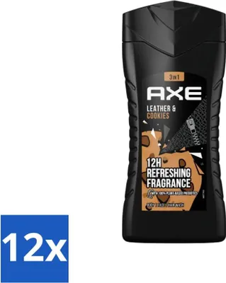 Imagen del producto de Axe - Gel de ducha 3 en 1 - Aroma a cuero y galletas - 100% de origen vegetal - 250 ml - Paquete económico - 12 unidades