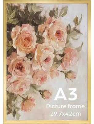 Zdjęcie produktu dla Rama na zdjęcia A3, złota, do zdjęć o wymiarach 29,7x42 cm, do montażu na ścianie, poziomo/pionowo