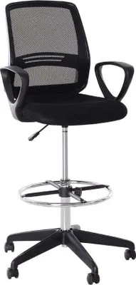 Produktbild von Vinsetto Arbeitsstuhl Ergonomischer Drehstuhl Bürostuhl höhenverstellbare Stehhilfe mit Fußstütze Metall Schwarz 59,5 x 60 x 102,5–126 cm
