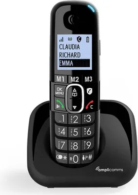 Zdjęcie produktu dla amplicomms BigTel 1500, Telefon w systemie DECT, Zestaw słuchawkowy bezprzewodowy, Głośnik, Nazwa i identyfikacja dzwoniącego, Czarny