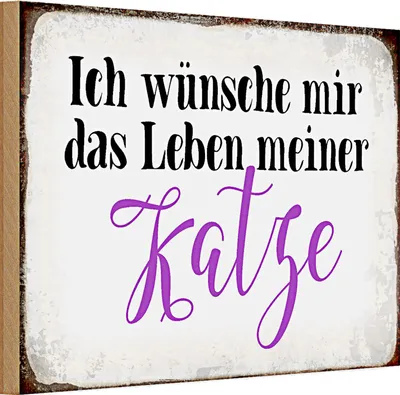 Produktbild von Holzschild Spruch 30x20cm wünsche mir Leben meiner Katze