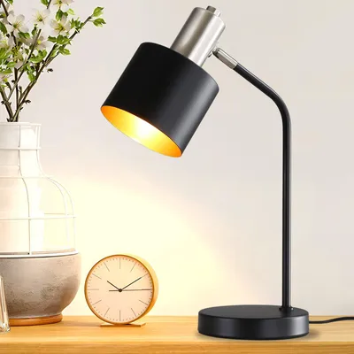Image de ZMH Lampe de table Vintage Lampe de chevet Câble E27 Lampe de table Salon Noir Or Lampe de bureau Rétro Pivotante Lampe de lecture Table Basic Lampe de nuit Lit pour chambre à coucher