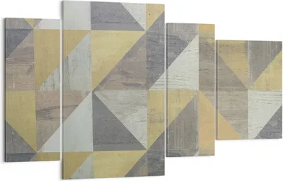 Produktbild von Bild auf Leinwand - Leinwandbild - 4 Teile - Abstraktion Geometrisch Dreiecke - 120x70cm - Wand Bild - Wanddeko - Wandbilder - Leinwanddruck - Bilder - Wanddekoration - Leinwand bilder - DL120x70-4884