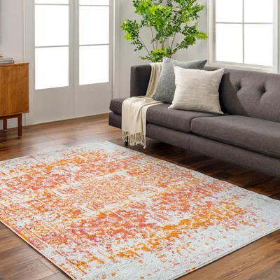 Produktbild von Vintage Orientteppich - Kurzflor Wohnzimmerteppich, Orange Beige 120x170 cm