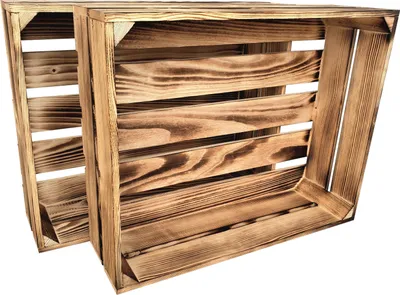 Produktbild von 2er Set Geflammt Holzkisten 50 x 40 x 15 cm massive Weinkisten in vielen Farben zur Auswahl Holz Kisten Obstkisten Apfelkisten, holzregal.