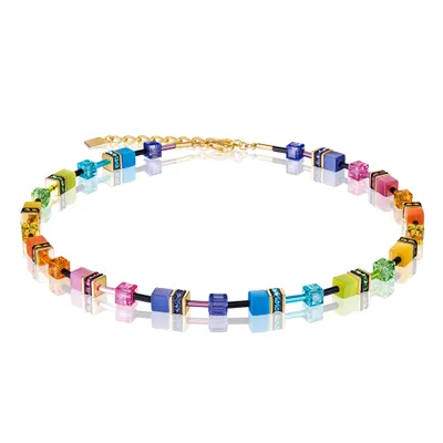 Produktbild von Coeur De Lion Damen Halskette 2838/10-1573 GeoCUBE® multicolor rainbow gold