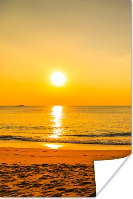 Produktbild von MuchoWow® Poster Palme - Strand - Sonnenuntergang - Meer 20x30 cm - Papierdruck