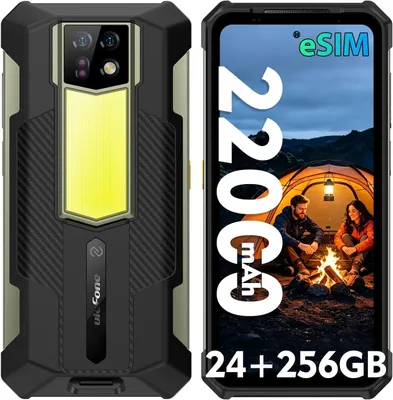 Produktbild von Ulefone Armor 24 Pro eSIM Outdoor Handy Android 16 - 24GB+256GB - 22000mAh 6,78” FHD+ 120Hz 64MP+64MP, AI Outdoor Smartphone NFC, 1000LM Campinglampe