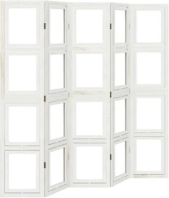 Imagen del producto de Divisorio de ambiente plegable, blanco, de madera maciza, tipo paravientos, 180x180 cm