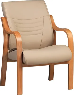 Produktbild von Stuhl Kunstleder Design Polsterstuhl Beige Stühle Esszimmerstuhl Bürostuhl
