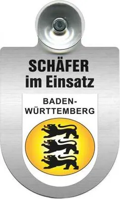 Produktbild von Einsatzschild Windschutzscheibe incl. Saugnapf - Schäfer im Einsatz - 309387 - incl. Regionen nach Wahl Color - Region Baden-Württemberg