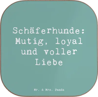 Produktbild von Mr. & Mrs. Panda Untersetzer für Gläser Spruch Schäferhunde Freundschaft - Meeresbrise - Geschenk, treuer Begleiter, Coaster, Beschützer, Tischuntersetzer, Hunde, mutig