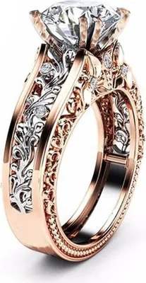 Produktbild von Damenring Zirkonia Stein Ranken Floral Verlobungsring Solitärring Bandring Autiga® rosegold 56 - Ø 17,90 mm