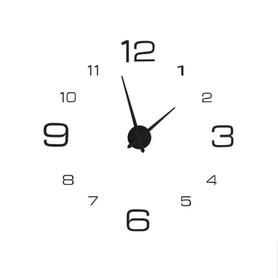 Image de Autocollant mural 3D en acrylique à faire soi-même - Grande horloge - Décoration murale - Intérieur moderne - Bureau - Chambre - Noir
