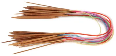 Produktbild von 18-teiliges Set mehrfarbiger Stricknadeln aus karbonisiertem Bambus, Rundstricknadeln (100 cm)