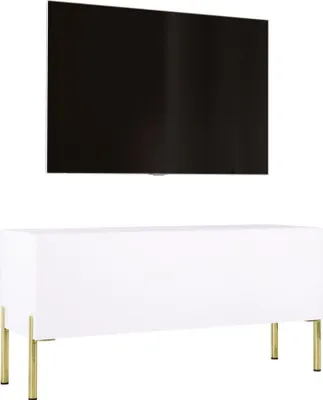 Immagine prodotto di Mobile TV: Bianco opaco / Bianco lucido con gambe dorate, 100 x 52 x 32 cm