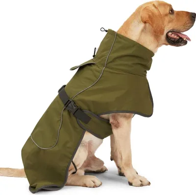 Produktbild von Wasserdichte Hundejacke, warmer Hundemantel mit Reißverschlussöffnung für die Leine, reflektierende, verstellbare Hunde-Schneejacke, Schneeanzug