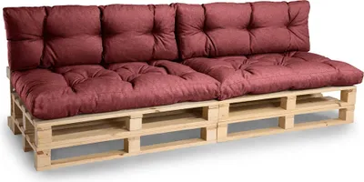 Produktbild von Palettenkissen, Gartensofakissen, Sitzkissen, N_PPI (2x Set Sitzkissen 120x80 + Rückenlehne 120x40, Rotbraun)