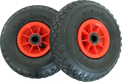 Produktbild von 2x Sackkarrenrad Luftrad 260x85 3.00-4 Achlänge 75 mm 4PR Lagen mit Nadellager rot