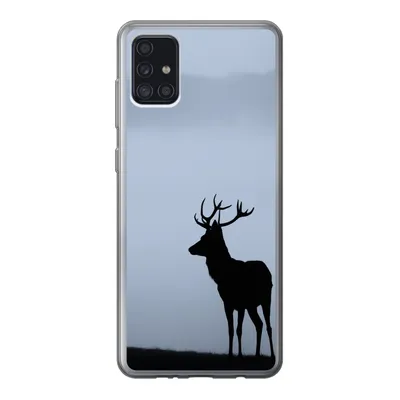 Produktbild von MuchoWow® Handyhülle Schutzhülle Hülle für Samsung Galaxy A52 5G Hirsch - Nebel - Silhouette Silikon Softcase Handy Hülle - Umschlag