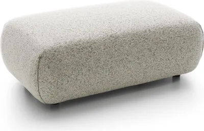 Produktbild von BETTSO MORENA Sofatisch – Moderner Hocker Hellbeige aus Puente-Stoff 113 cm mit schwarzen Beinen für Wohnzimmer Fußstütze & Beistelltisch