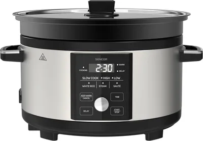 Slowcooker 5,5 L, 1000 W, Edelstahl, 3 Stufen, Touch-Steuerung