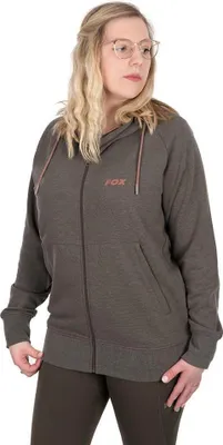 Productafbeelding van Fox dameshoodie met rits, model: (rookgrijze/groene gemêleerde kleur), maat XL