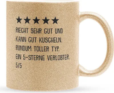 Produktbild von 22Feels Glitzertasse Gold Verlobter Geschenk Männer Verlobung Bekannt Geben Für Ihn Groom To Be Spruch Heiraten Kaffeetasse Geburtstag Weihnachten Geschenkidee Bürotasse