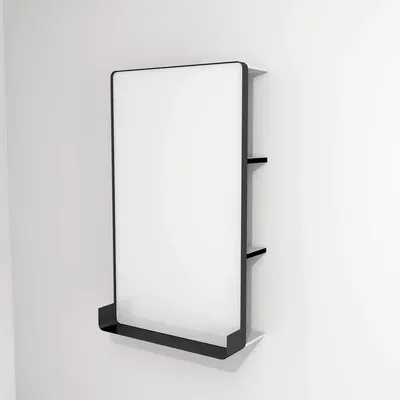 Produktbild von LED Badspiegel mit Ablage Devo Sonus 2.0 Artic White/Black 55.5x94 cm SO2-LU55x94x27-F01