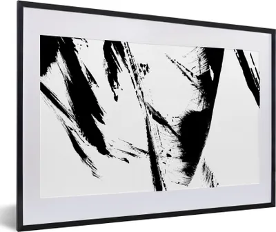 Produktbild von MuchoWow® Gerahmtes Poster Farbe - Schwarz - Abstrakt 60x40 cm - Poster mit Schwarzem Bilderrahmen Wandposter Rahmen Foto Bilder - Schlafzimmer - Plakat in Rahmen - Drucken