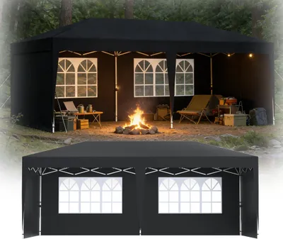 Obrázok produktu pre XINZI skladací pavilón 3x6 záhradný pavilón, výškovo nastaviteľný, stabilný, s UV ochranou, vodotesný, pre vonkajšie záhradné party, svadby, antracitová farba
