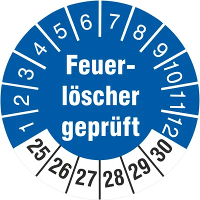 Produktbild von 2500 Prüfetiketten Feuerlöscher  30 mm Prüfplakette 2025-2030