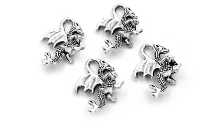 Produktbild von Vintageparts Anhänger Drachen Metalllegierung antik Silber 20 mm, 4 Stück