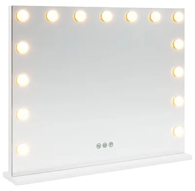 Zdjęcie produktu dla vidaXL Lustro kosmetyczne LED białe 58 x 10 x 47 cm szkło i stal