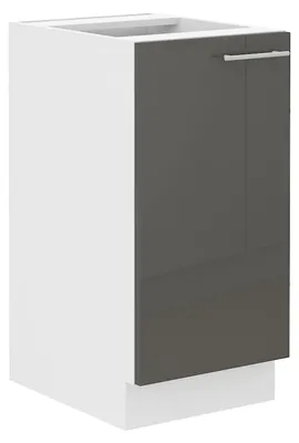 Produktbild von Unterschrank 40 Lara Grau Hochglanz + Weiß matt Küchenzeile Küchenblock Küche