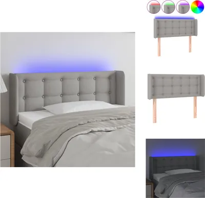 Produktbild von vidaXL LED Kopfteil Hellgrau 93x16x78/88 cm Stoff -  Kopf- & Fußenden