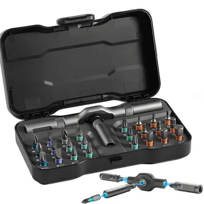 Produktbild von 24-in-1 Ratschen Schraubendreher Set mit Magnet Bits, Präzisions Reparatur Werkzeug für PC, Laptop, Handy, Elektronik & Haushalt