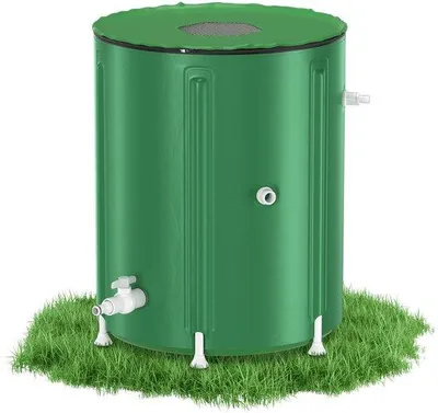 Immagine prodotto di Serbatoio per l'acqua piovana da 200 litri in PVC, verde, serbatoio per l'acqua piovana da giardino, serbatoio di stoccaggio in PVC