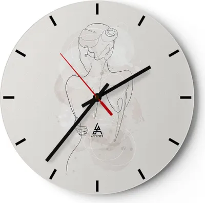 Produktbild von Wanduhr - Rund - Glasuhr - Frau Rücken Rücken - 30x30cm - Schleichendes Uhrwerk - Lautlos - zum Aufhängen bereit - Dekoration Modern - Wanddekoration aus Glas - C3AR30x30-5090