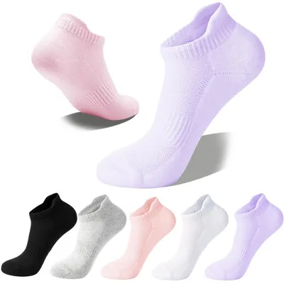 Zdjęcie produktu dla Skarpety do sneakersów damskie, 5 par, oddychająca bawełna, krótkie skarpety sportowe, wielokolorowe, rozmiar 37-42