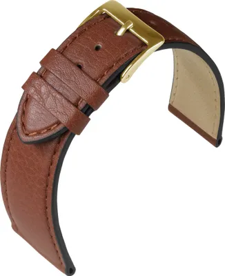 Produktbild von Eulit Country Uhrenarmband XL Rindleder genarbt braun Ton in Ton Naht, Stegbreite:18mm, Schließe:Gelbgolden