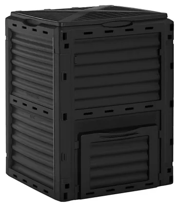 Obrázok produktu pre Záhradný kompostér – kompostovací kontajner – objem 300 litrov – polypropylén – 48 ventilačných otvorov – 60,5 x 60,5 x 81,5 cm – čierna farba