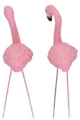 4 rosa Flamingo Gartenfiguren – Deko-Set für Außen
