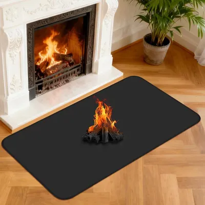 Image de Tapis de sol ignifuge pour foyer ouvert et poêle à bois